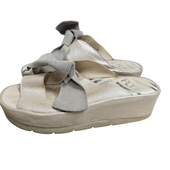 Fly London Shoes Womens EU39 Bade Bow Wedge Sandals Slip On Portugal Platform - Picture 2 of 7